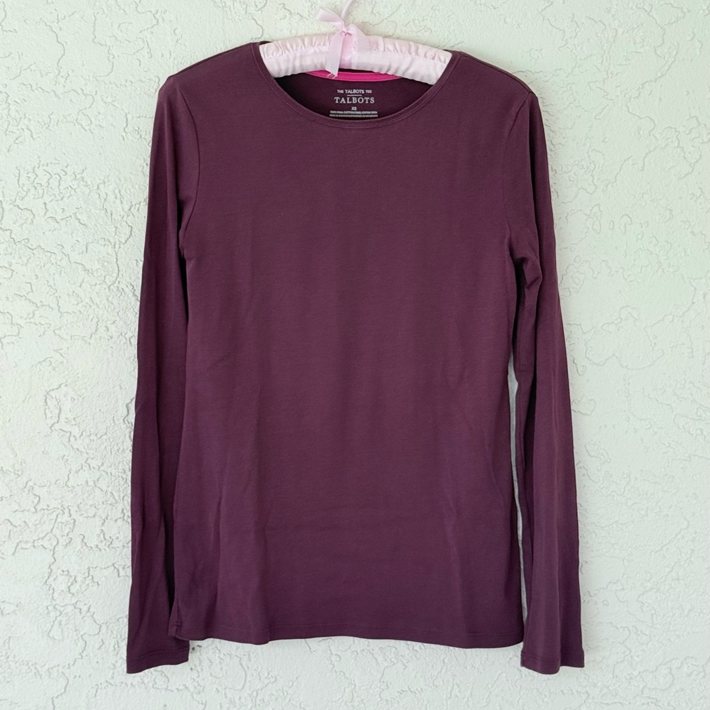 100% Pima Cotton Talbots Women's Purple Long Sleeve Top